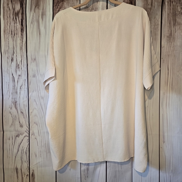 Zenana Oversized Cream V-Neck Tunic Top Size Large - Picture 5 of 7